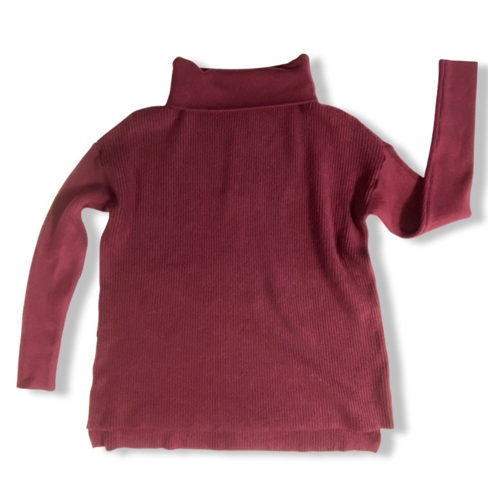 Burgundy Sweater, Ribbed Knit Turtleneck, Rich Deep Red, Devotion by Cyrus, NWT